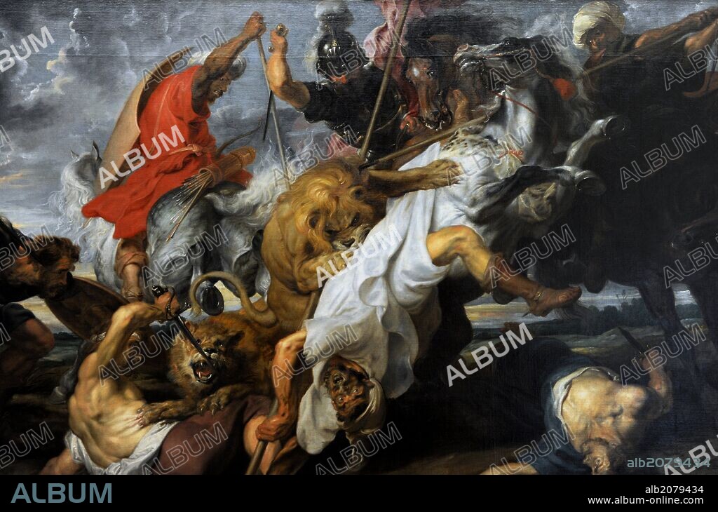 PETER PAUL RUBENS. ARTE BARROCO. FLANDES. RUBENS, Peter Paul (Siegen, 1577-Amberes, 1640). Pintor flamenco. "La Caza del León", 1621. Oleo sobre lienzo. Alte Pinakothek (Pinacoteca Antigua). Munich. Alemania. Europa.