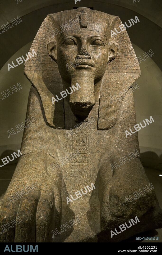 Egyptian Antiquities in the Louvre museum,Great Sphinx of Tanis, Paris, France.