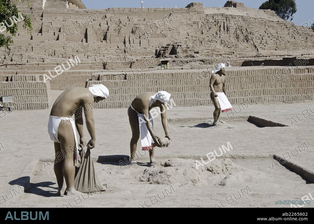 Huaca Pucllana. Lima culture 200 AD and 700 AD. Miraflores district. Lima city. Peru.Archaeological site.