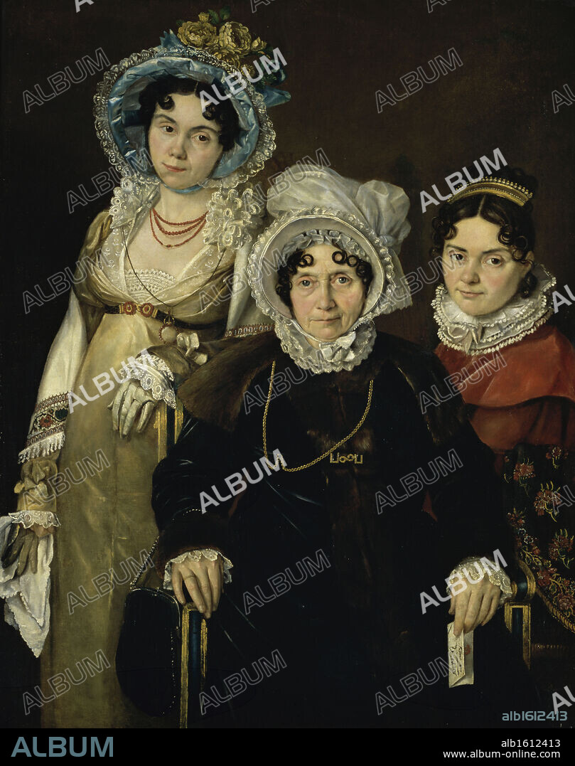 The Three Gand Ladies   (Les Trois Dames de Gand)   19th C.   Jacques-Louis David (1748-1825/French).