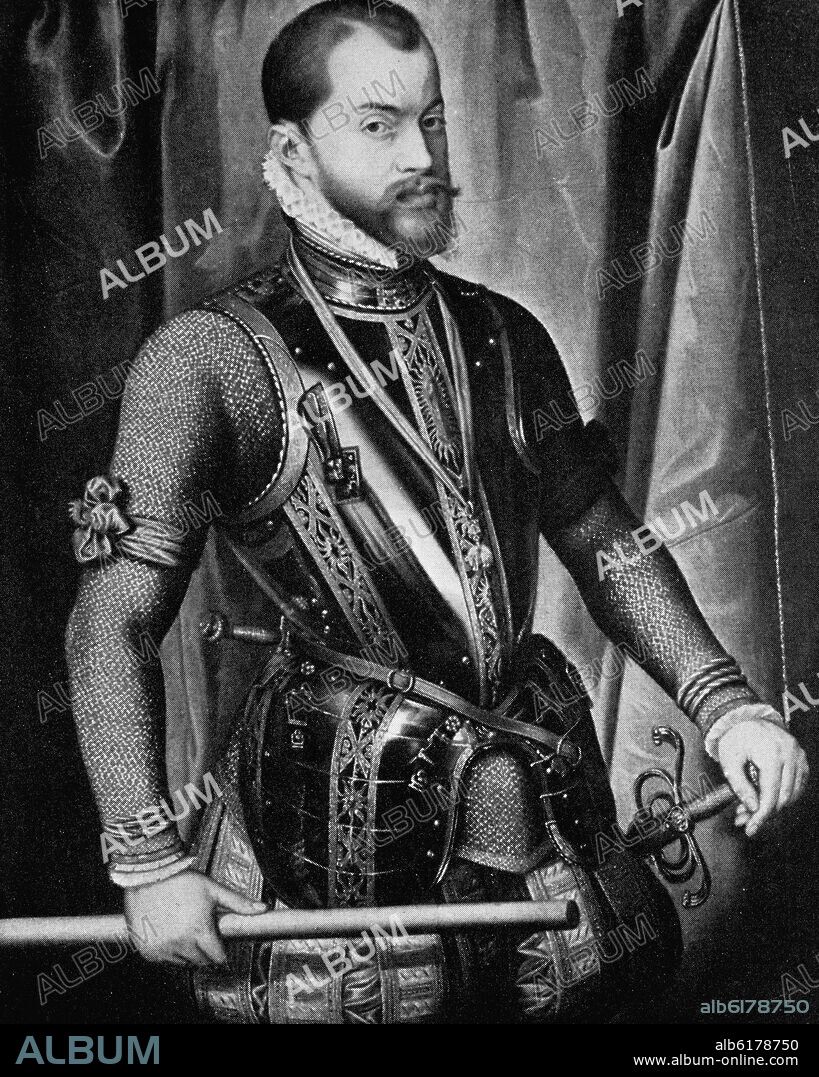 CLAUDIO COELLO. RETRATO FELIPE II - SIGLO XVI- FOTOGRAFIA EN BLANCO Y NEGRO.