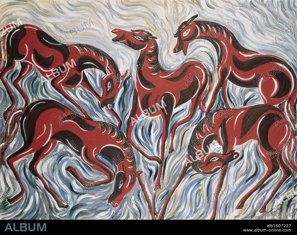 Horses by Senaka Senanayake, 20th century art.