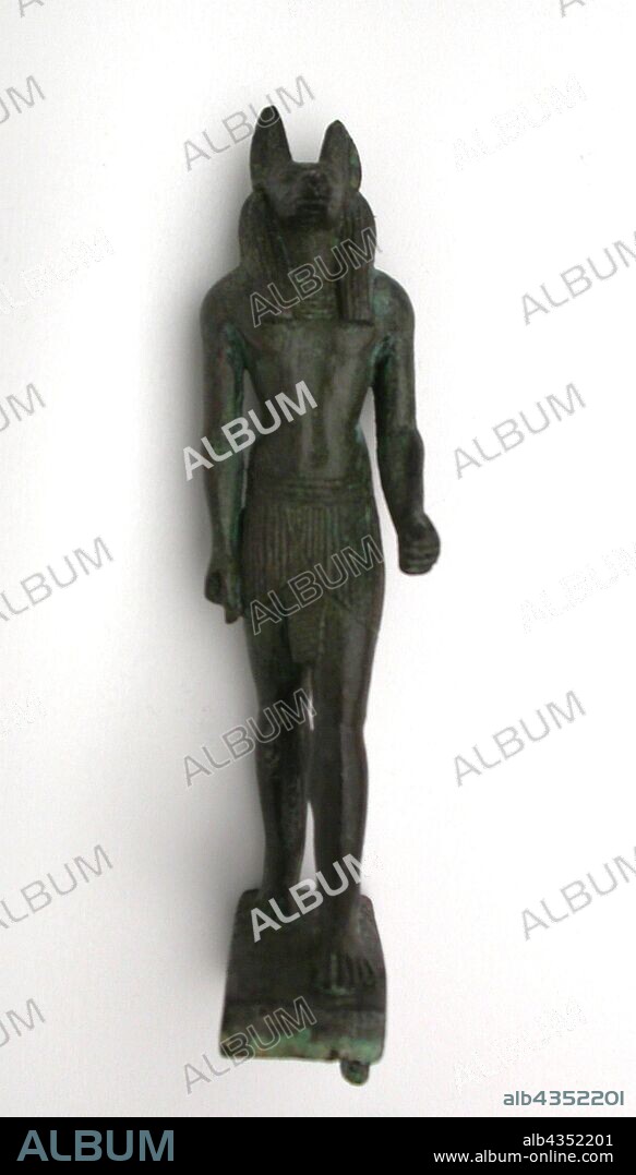 Statuette of the God Anubis, Third Intermediate–Late Periods, Dynasties 21–31 (about 1069–332 BC), Egyptian, Egypt, Copper alloy, 17.5 × 4.1 × 6 cm (6 7/8 × 1 5/8 × 2 3/8 in.).