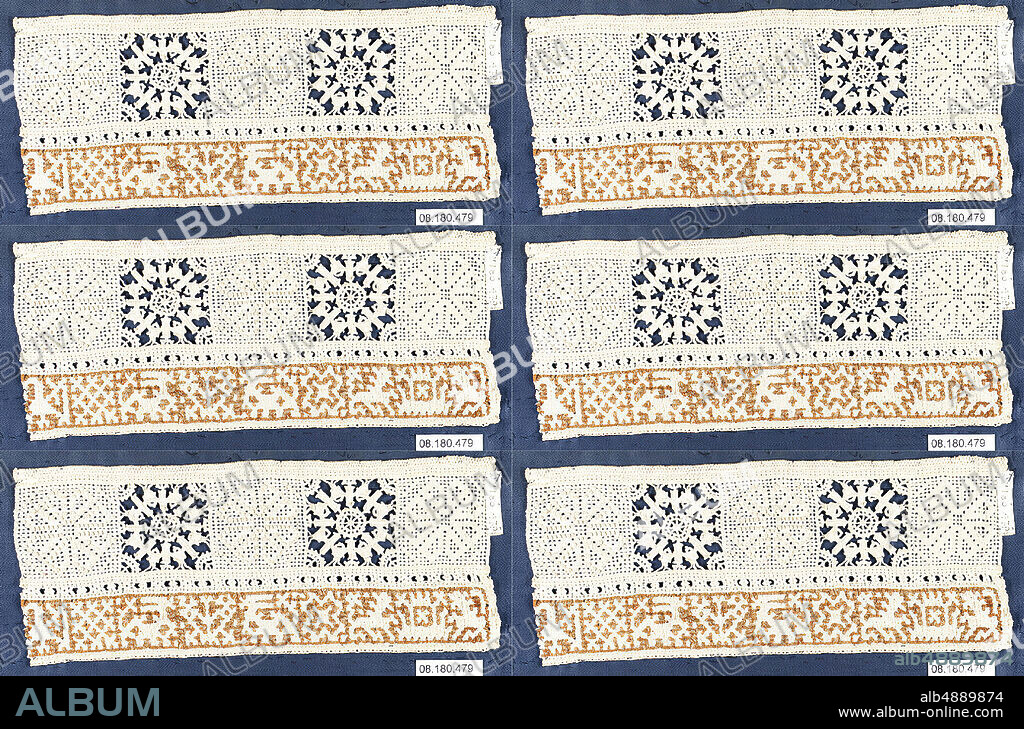 Border, Italian, 16th century, Italian, Needle lace, punto avorio, reticella, embroidery, L. 8 3/4 x W. 3 1/2 inches (22.2 x 8.9 cm), Textiles-Laces.
