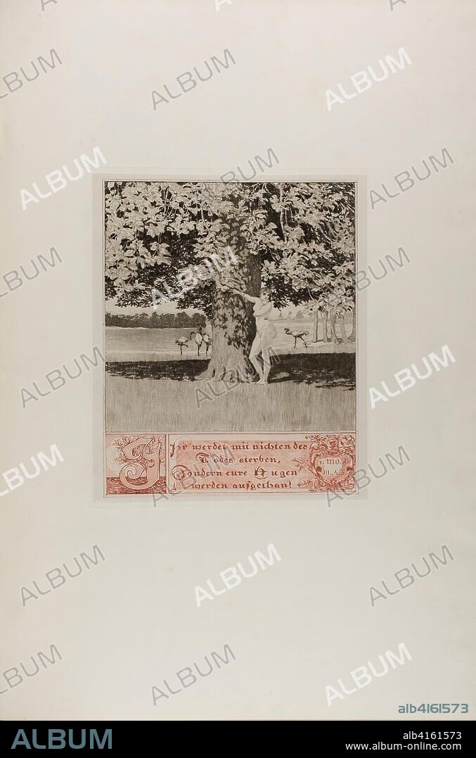 Preface I, plate one from A Life. Max Klinger (German, 1857-1920); printed by Otto Felsing (German, 19th century). Date: 1883-1884. Dimensions: 343 x 278 mm (image); 366 x 312 mm (plate); 355 x 299 mm (primary support); 788 x 575 mm (secondary support, approx.). Etching, with aquatint, roulette and drypoint in black and red ink on ivory China paper, laid down on cream laid paper. Origin: Germany.