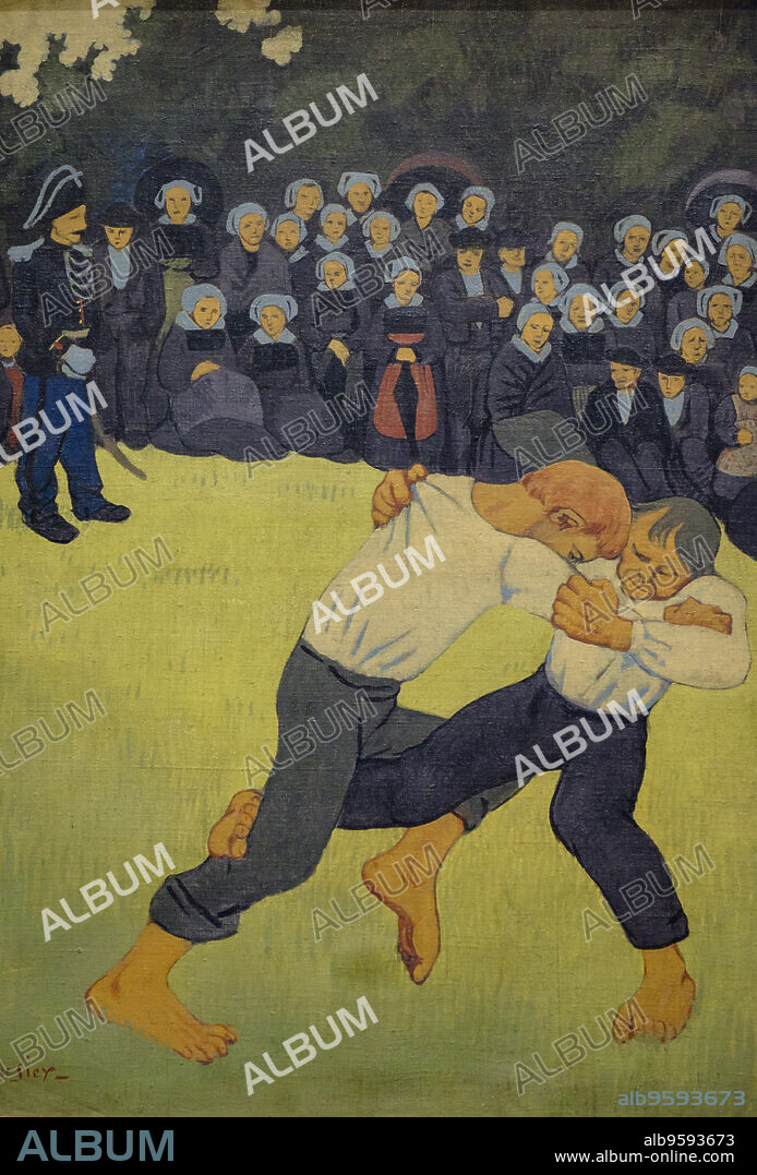 Paul Sérusier, La Lutte bretonne (1890-1891), huile sur toile, Museo de Orsay, Ministerio de Cultura y Comunicación Francés, Paris, France,Western Europe.