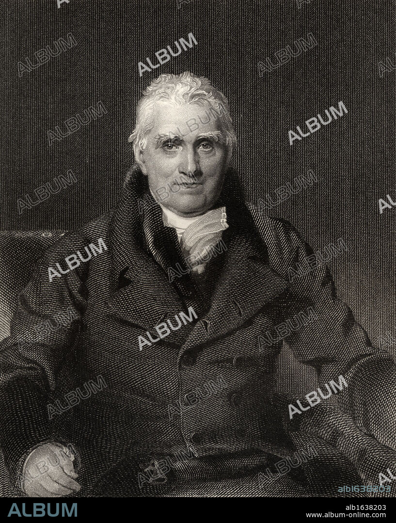 John Scott 1st Earl of Eldon 1751 to 1838 Lawyer judge statesman and Lord High Chancellor of Great Britain Engraved by H Robinson after Sir T Lawrence From the book National Portrait Gallery volume III published c 1835.