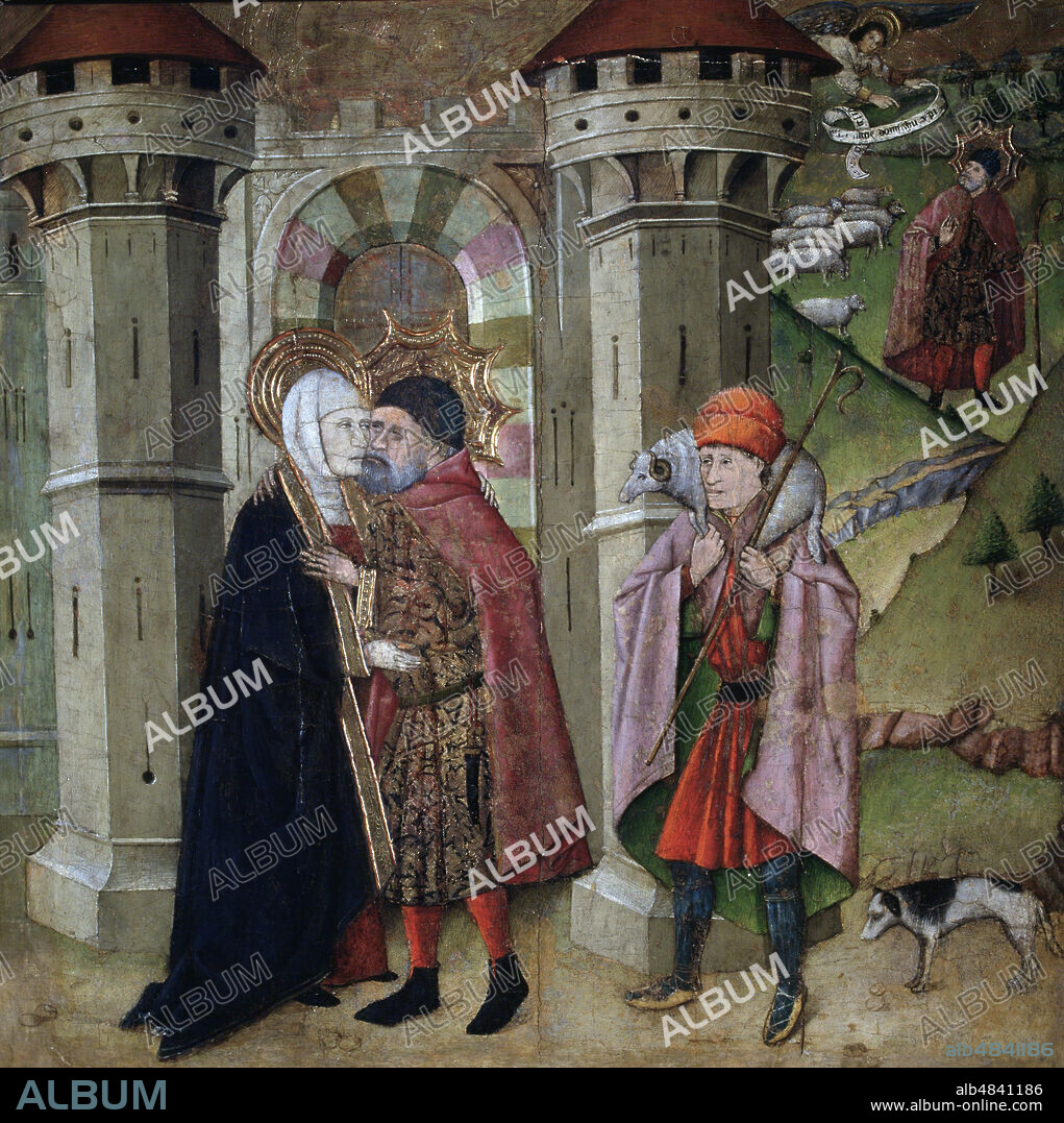HUGUET, JAIME. PINTOR ESPAÑOL. VALLS 1415-1492. SAN JOAQUIN Y SANTA ANA ANTE LA PUERTA DORADA DE JERUSALEN. MUSEO BELLAS ARTES DE BILBAO.