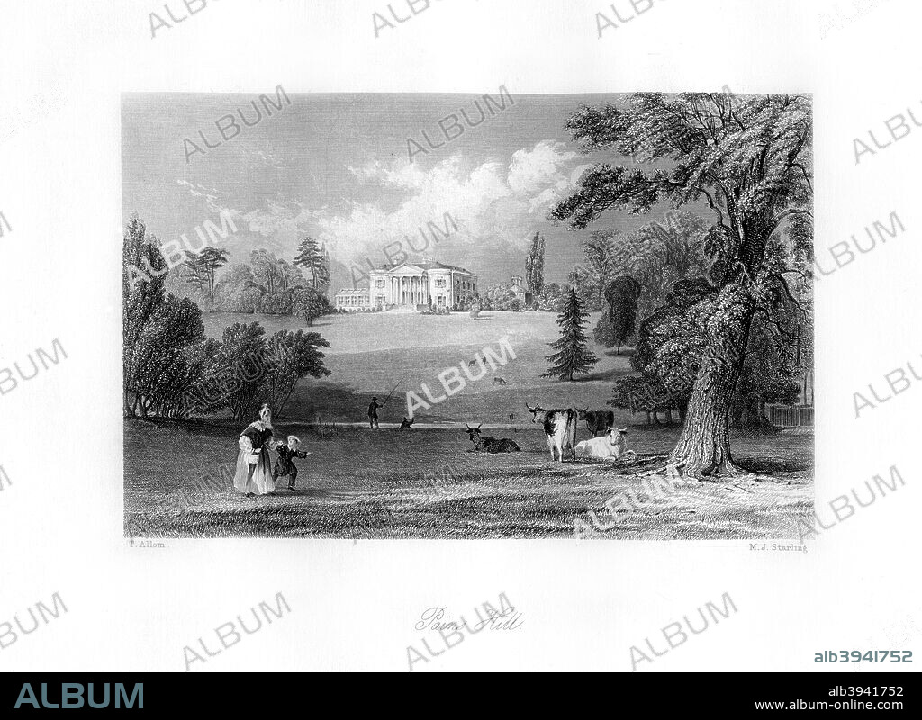 Pains Hill, Surrey, 19th century. View of Painshill Park near Cobham, Surrey, which was built in the 18th century by Charles Hamilton after returning from his Grand Tour of Europe.