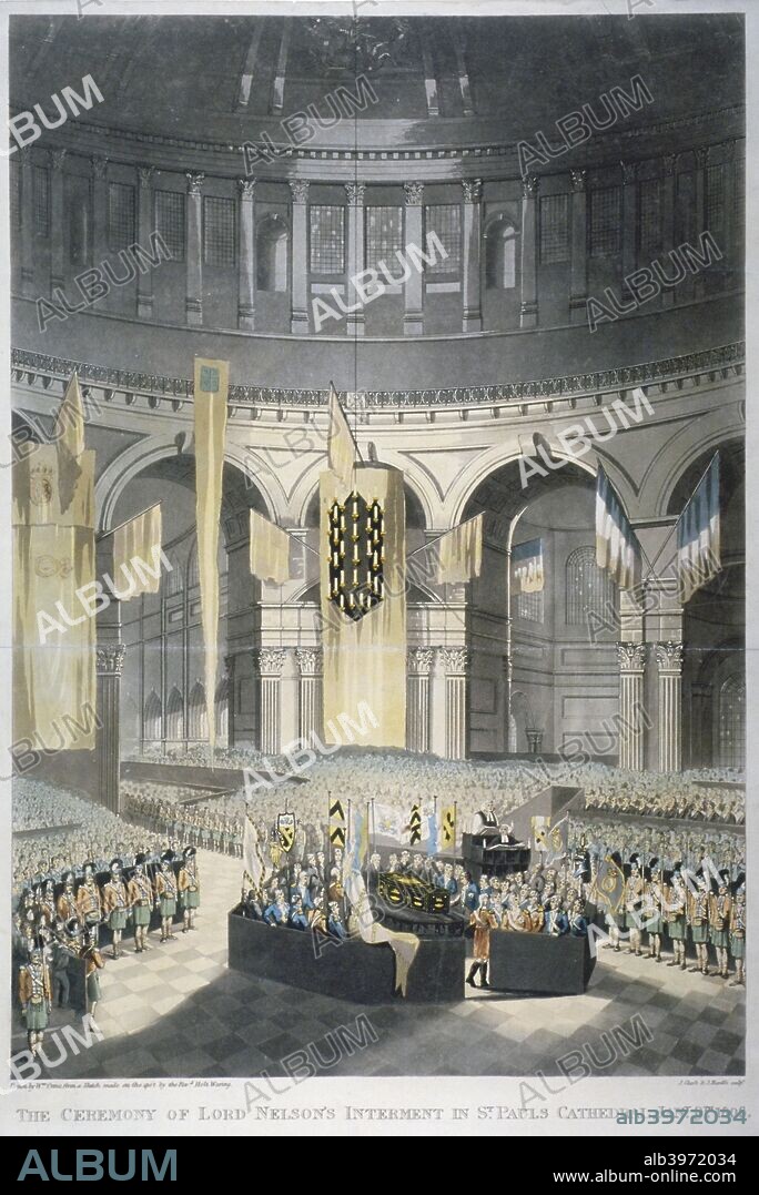The ceremony of Lord Nelson's burial at St Paul's Cathedral, City of London, 1806.