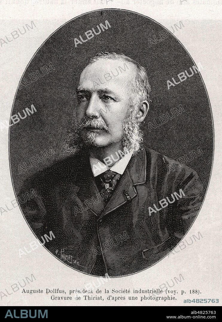 Auguste DOLLFUS President de la Societe industrielle. Illustration pour A travers l'Alsace et la Lorraine par Charles GRAD (1842-1890) repris dans Le Tour du Monde de 1886. Credit : Collection Kharbine-Tapabor.
