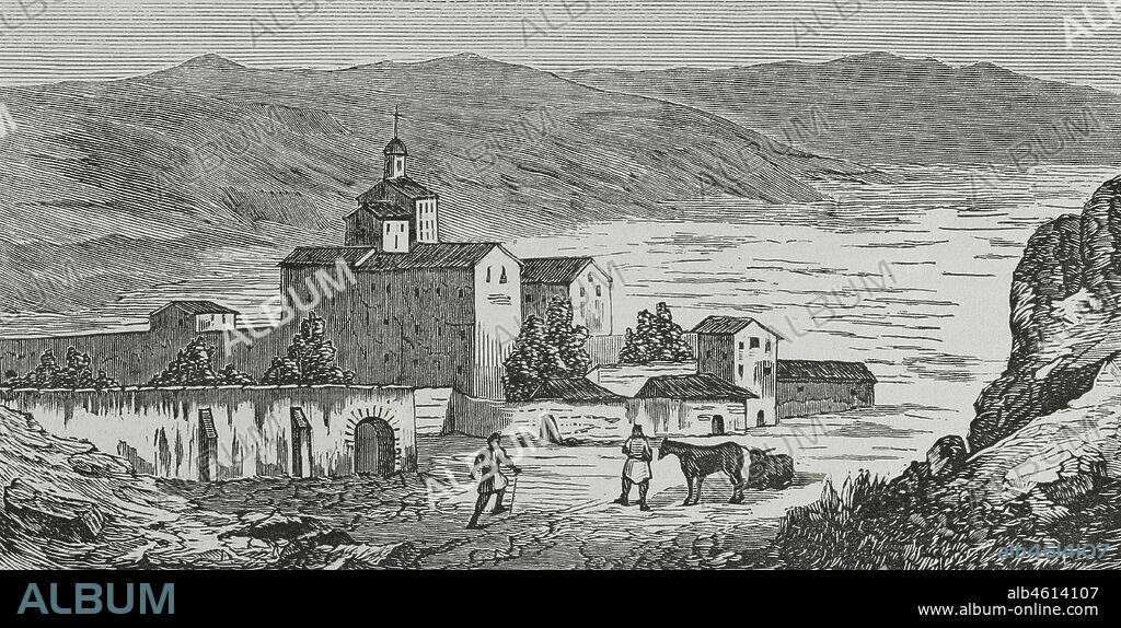 Historia de España. Cartuja de Portaceli. Provincia de Valencia. Grabado por Sierra. Crónica General de España. Historia Ilustrada y Descriptiva de sus Provincias. Tomo Valencia,1867.
