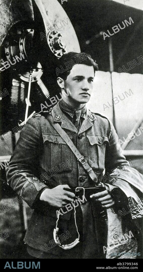 Albert Ball (August 14,1896 - May 7, 1917) was an English flying ace. He joined the Sherwood Foresters at the outbreak of the WWI and was commissioned as a second lieutenant in 1914. He transferred to the Royal Flying Corps in 1915, and gained his pilot's wings in early 1916. He flew reconnaissance missions before being posted to No. 11 Squadron, a fighter unit, where he earned two Distinguished Service Orders and the Military Cross. He was the first ace to become a British popular hero. In the spring of 1917 he was posted to No. 56 Squadron, which deployed to the Western Front. On May 7, 1917 Ball and his squadron encountered German fighters from Jasta 11. A running dogfight in deteriorating visibility resulted, and the aircraft became scattered. He was last seen by fellow pilots pursuing Lothar von Richthofen. A German pilot officer on the ground, Lieutenant Hailer, saw Ball's plane falling upside-down from the bottom of the cloud, at an altitude of 200 feet, with a dead prop. He noted "It was leaving a cloud of black smoke ... caused by oil leaking into the cylinders." The German rushed to the crash site, but Ball was already dead when they arrived. The crashed craft had suffered no battle damage, and no bullet wounds were found on his body. He was 20 years old. Ball was posthumously awarded the Victoria Cross. Manfred von Richthofen, his most renowned enemy, remarked upon hearing of Ball's death that he was "by far the best English flying man".