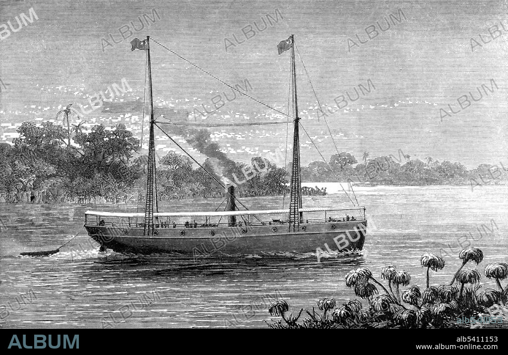 The new steamer 108 tons, 20 horse power, the Khedive. Steamboats were a valuable instrument in the colonization of Africa. Steamboats were used to cover the great expanse of the Niger, collecting palm oil from government outposts. The outposts would gather the oil from African villages along the river. When on occasion relations became strained, gunboats were used to gain control of the situation. Samuel Baker (June 8, 1821 - December 30, 1893) an English explorer, naturalist, big game hunter, writer and abolitionist. In 1869, at the request of the khedive Ismail, Baker led a military expedition to the equatorial regions of the Nile, with the object of suppressing the slave-trade there and opening the way to commerce. Ismailia by Samuel White Baker, 1874.