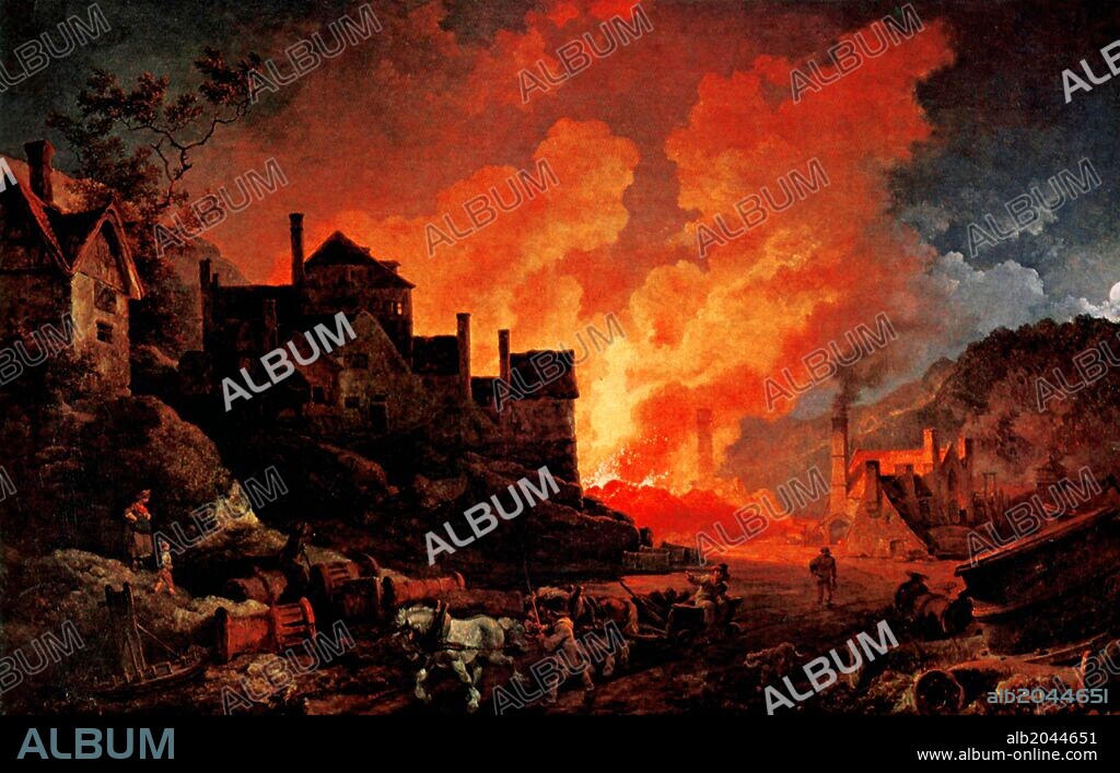 Coalbrookdale by Night, Philippe Jacques de Loutherbourg, 1801. Coalbrookdale is a village in the Ironbridge Gorge in Shropshire, England.