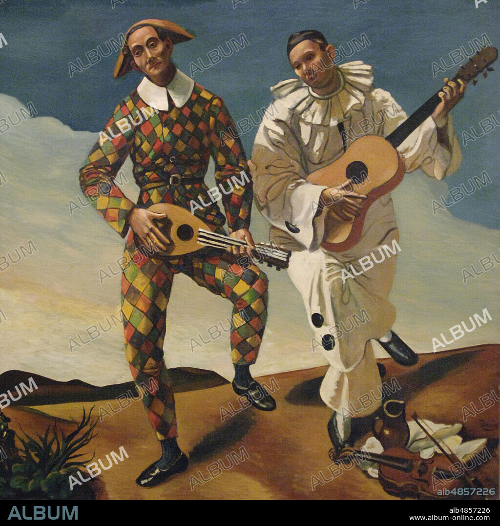 ANDRÉ DERAIN. André Derain (1880-1954). Pintor francés. Arlequín y Pierrot, h.1924. Oleo sobre lienzo (175 x 175 cm). Museo de La Orangerie. París. Francia.