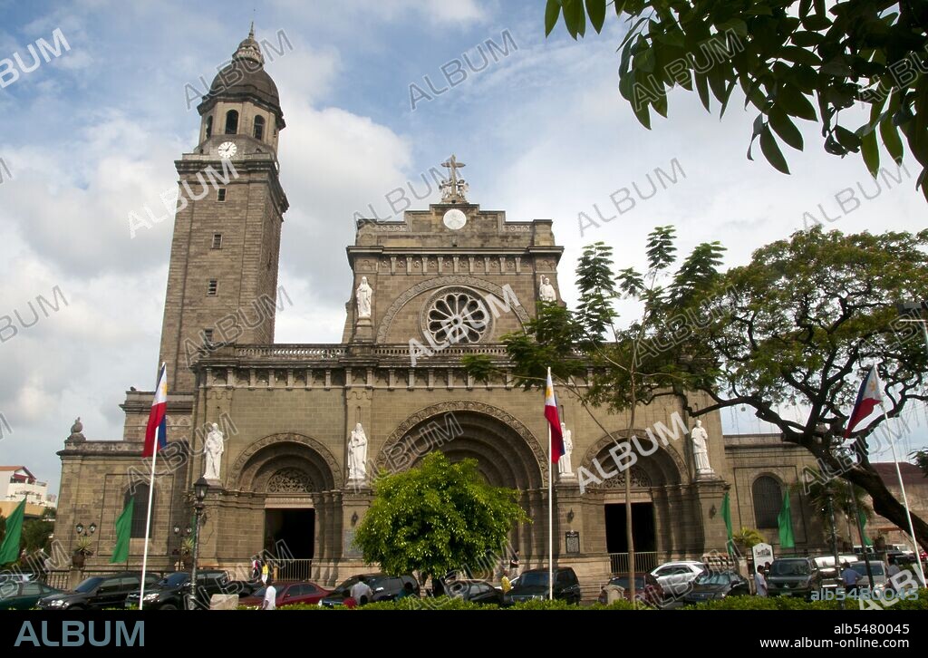 The Manila Metropolitan Cathedral-Basilica (also known as the Cathedral-Basilica of the Immaculate Conception and informally as Manila Cathedral was originally built in 1581. The eighth and current incarnation of the cathedral was completed in 1958 and was consecrated as a minor basilica in 1981 by Pope John Paul II. Intramuros is the oldest district and historic core of Manila. Nicknamed the 'Walled City', the fortified Intramuros was the full extent of the City of Manila and the seat of government during the Spanish Colonial Period. Its name in Latin, intramuros, literally means 'within the walls'. Districts beyond the walls of Manila were referred to as extramuros, literally 'outside the walls. 'The city was located then along Manila Bay and south of the Pasig River entrance, before 20th-century reclamations obscured the city from the bay. Guarding the city is Fort Santiago, a citadel located at the mouth of the river. Construction of its thick defensive walls were started by the Spaniards in the late 16th century to protect the seat of the Spanish government from foreign invasions (most notably British and Dutch) and raiding Chinese sea pirates.