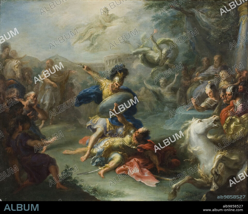 GIACOMO DEL PO. The Fight between Aeneas and King Turnus, from Virgil’s Aeneid, c1700.