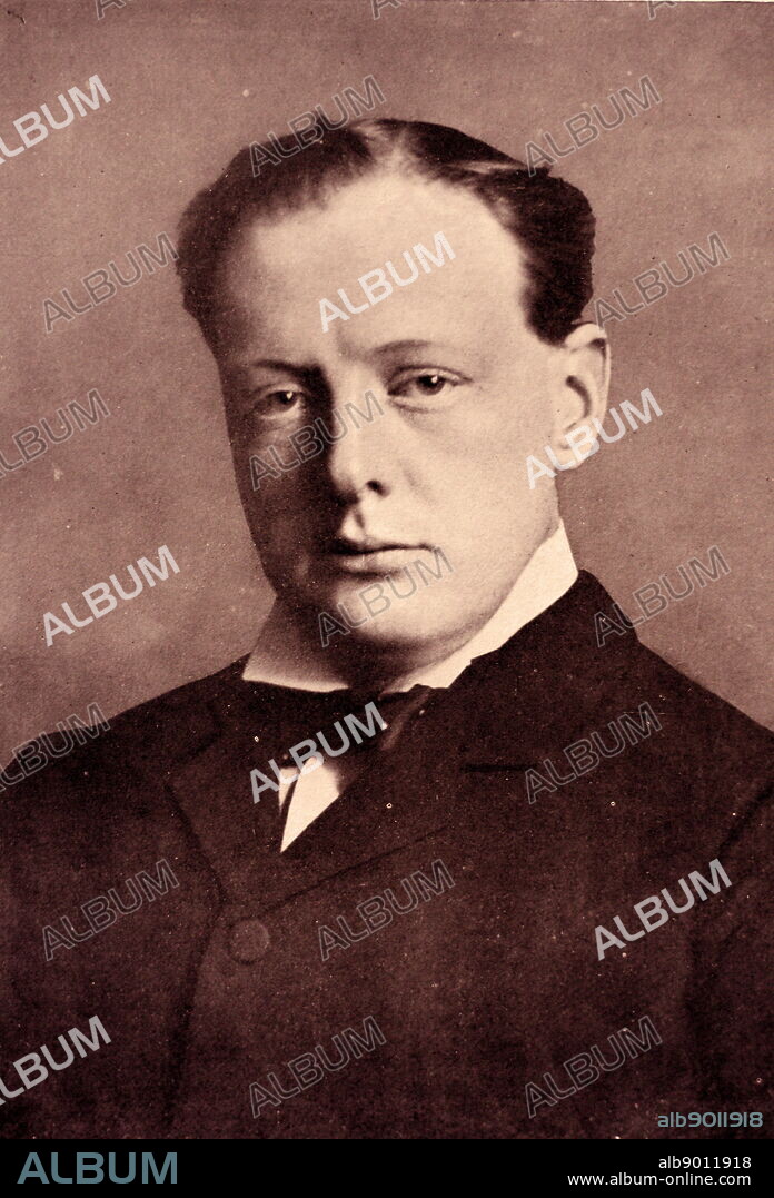 Photograph portrait of Winston Churchill, First Lord of the Admiralty. Eventually to become the Prime Minister of the UK. Lived between 30 November 1874 24 January 1965. Here shown as a young man.