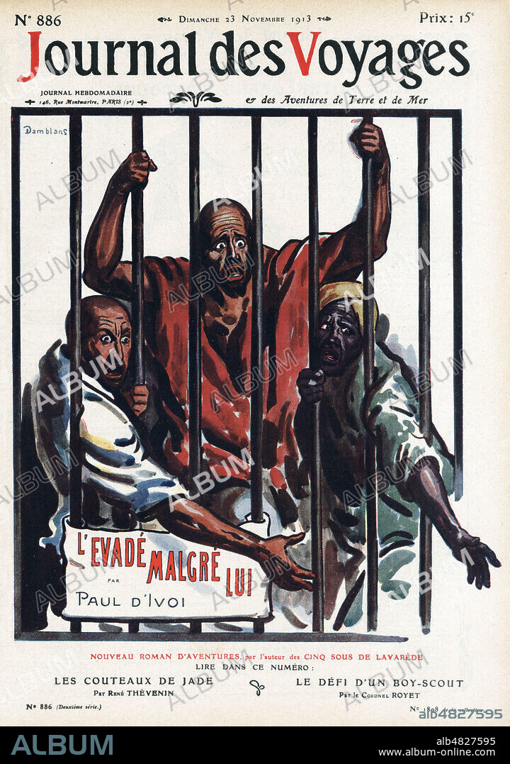 Le chevalier Illusion par Paul d'IVOI (1856-1915). Illustration de Eugene DAMBLANS (1865-1945) pour Le Journal des Voyages du 23 novembre 1913. Credit : Collection Kharbine-Tapabor.