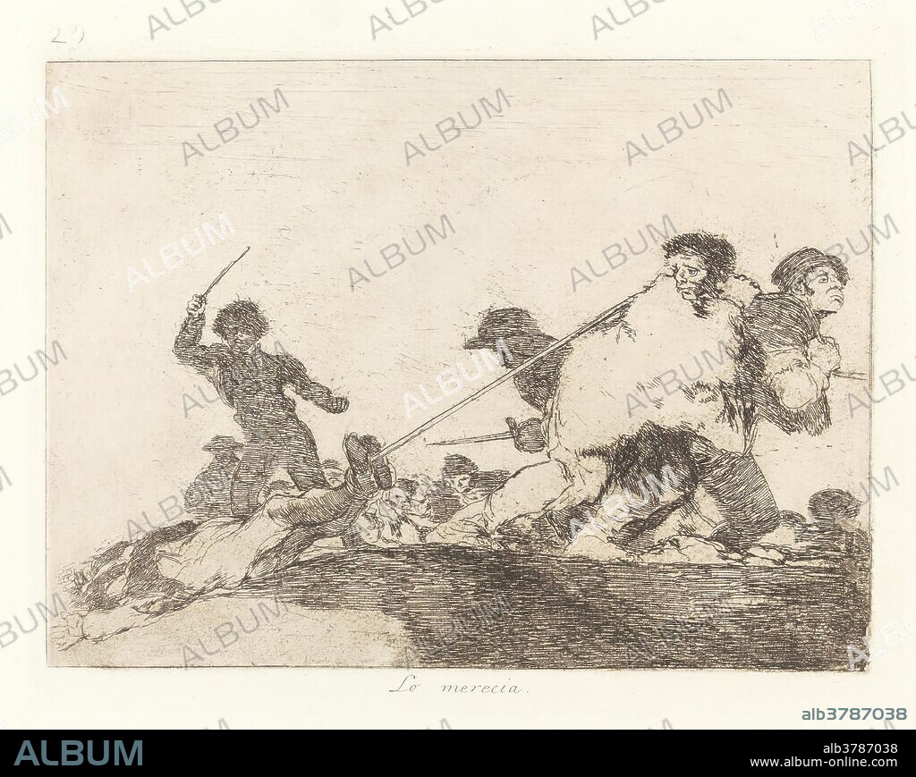 Francisco de Goya y Lucientes / 'Lo merecía'. 1810 - 1814. Aguafuerte, Bruñidor, Buril, Punta seca sobre papel, 180 x 220 mm.