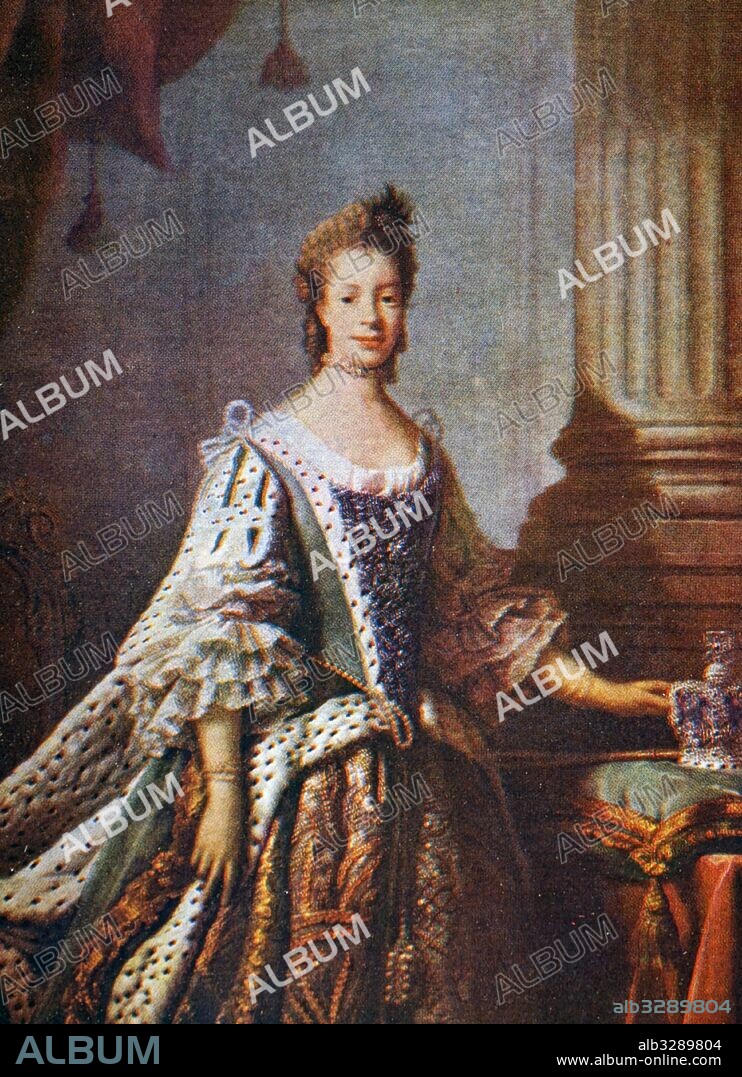 Portrait of Charlotte of Mecklenburg-Strelitz (1744-1818) in State Robes. Painted by Allan Ramsay (1713-1784) a Scottish portrait-painter. Dated 18th Century.