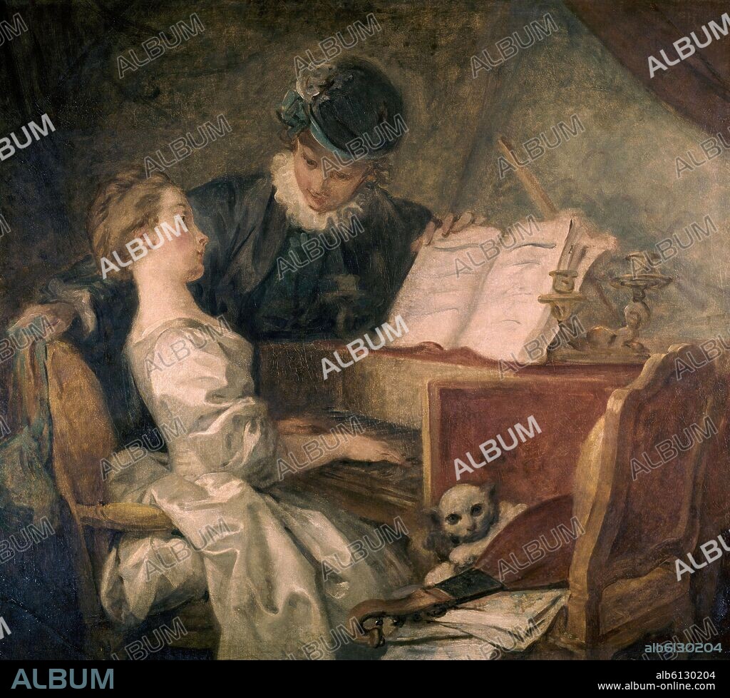 JEAN-HONORé FRAGONARD (1732-1806). 'Lección de música', hacia 1769, Óleo sobre lienzo, 121 x 109 cm.