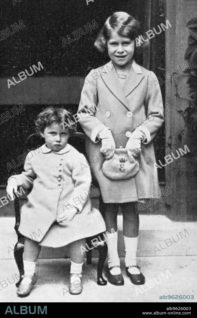 Princesses Elizabeth and Margaret, 1933. The future Queen Elizabeth II of Great Britain (b1926) standing alongside her younger sister.