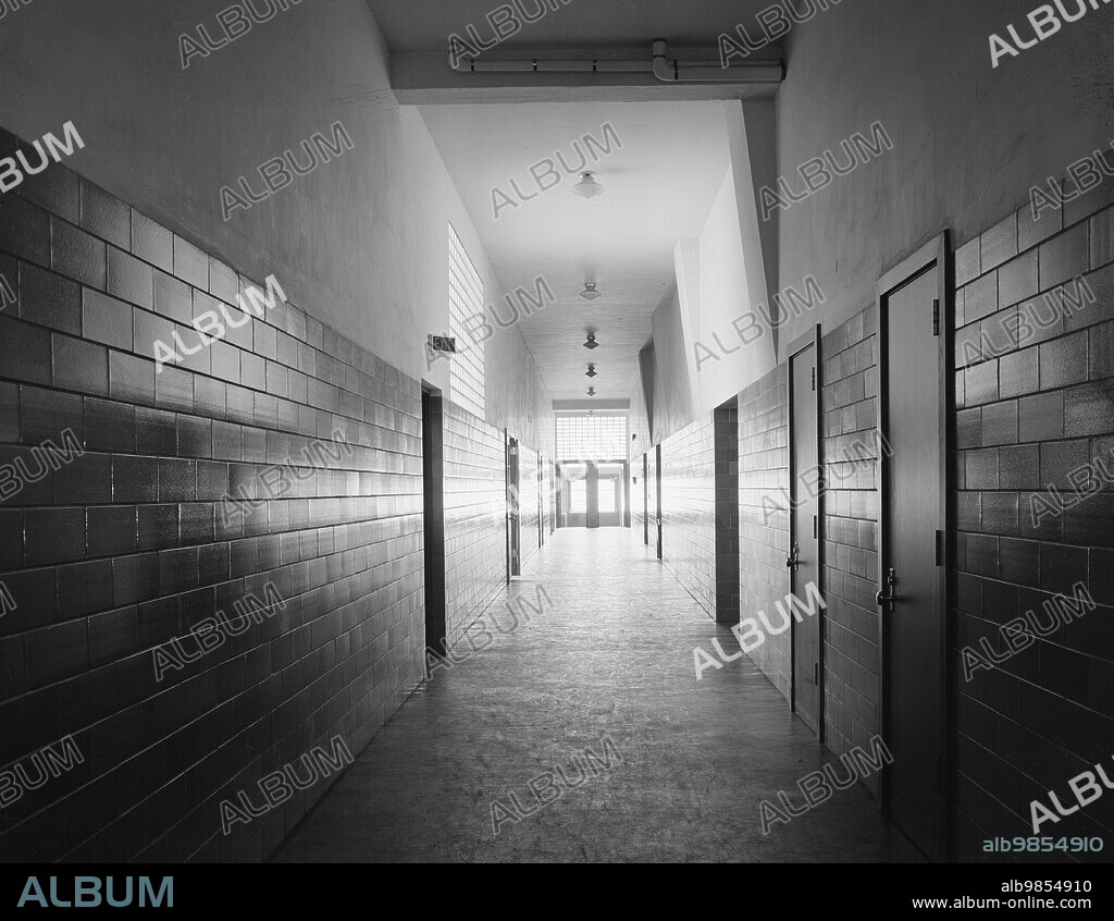 School corridor, Greenbelt, Maryland, USA, Arthur Rothstein, U.S. Farm Security Administration, January 1938.