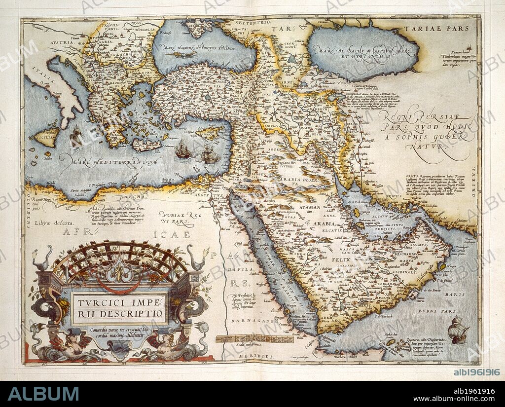 The Middle East. Theatrum Orbis Terrarum. 1570. Map of the Middle East.  Image taken from Theatrum Orbis Terrarum.  Originally published/produced in 1570. . Source: Maps.C.2.c.3,.