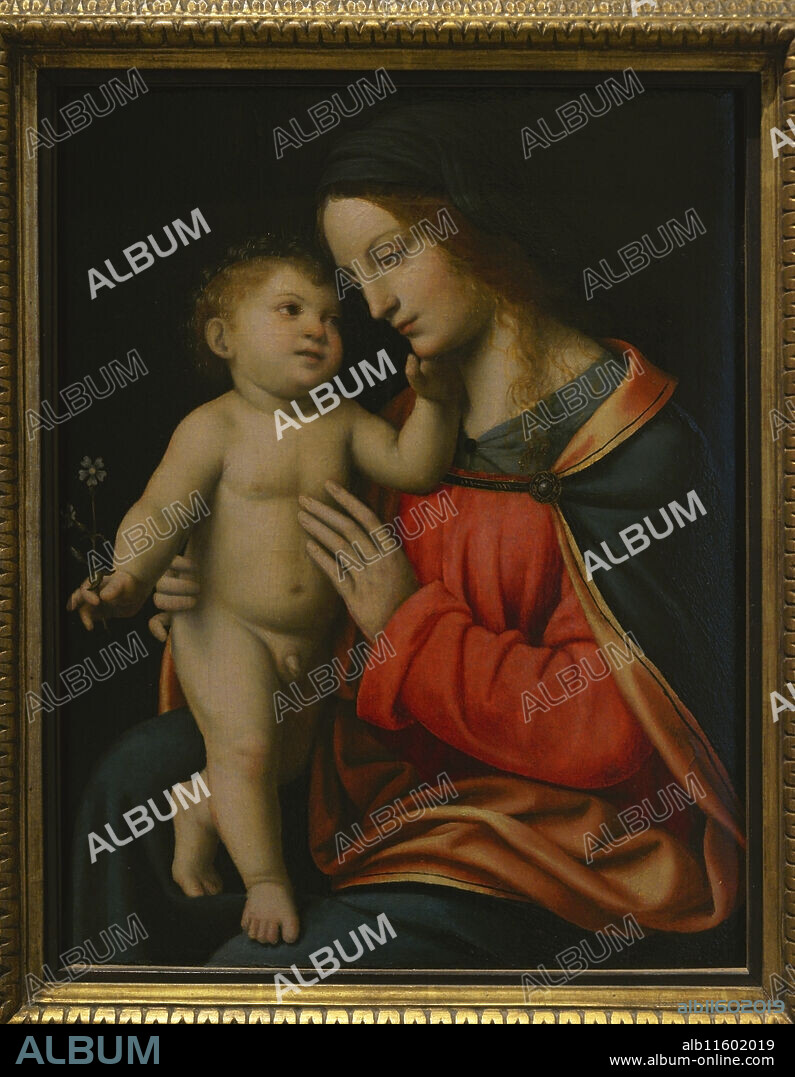 Bernardino Luini (ca. 1481-1532). Italian painter. Madonna and Child (known as "Madonna Oggioni"), ca. 1516. Oil on wooden panel (42 x 33 cm). Pinacoteca Castello Sforzesco, Milan, Italy. (On loan, from Pinacoteca di Brera, Milan).