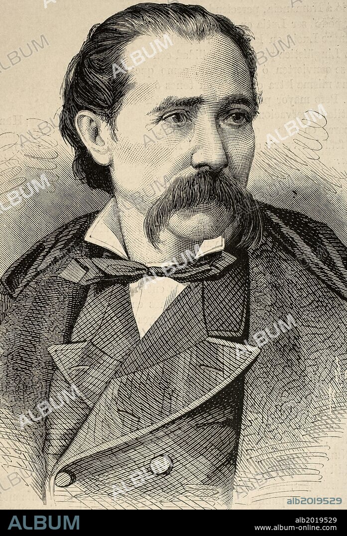 CESARE BOCCOLINI (n.1826). Barítono italiano. Grabado de "La Ilustración Española y Americana", 1878.