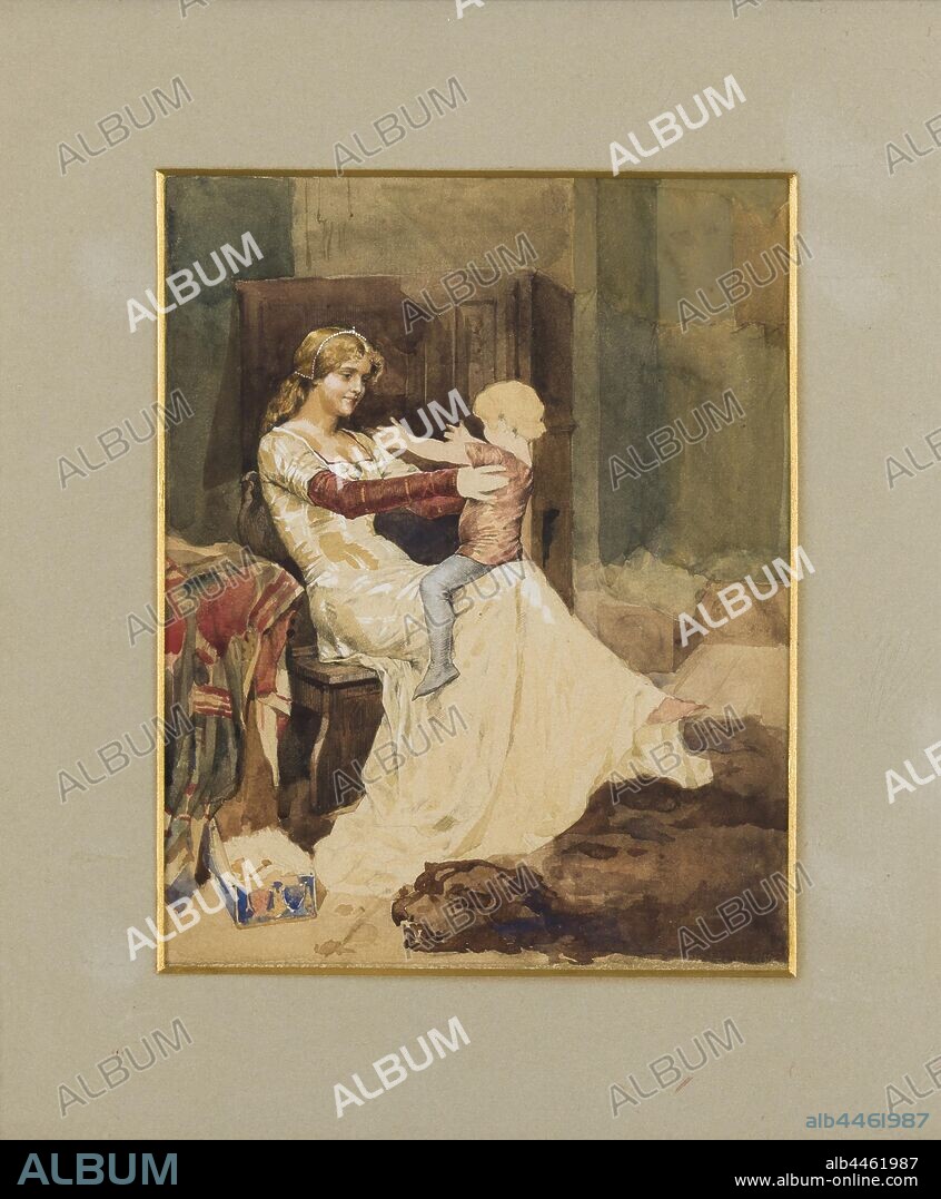 Albert Edelfelt, Queen Blanka, Study, painting, Blanche of Namur, 1876, Watercolor, Height, 25 cm (9.8 inches), Width, 19 cm (7.4 inches).