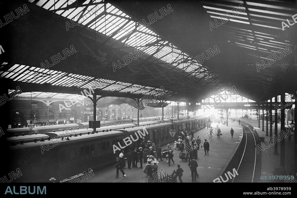 Waterloo Station, York Road, Lambeth, London, c1870-1900. An interior view showing people alighting from the trains. The buildings seen here date from 1853 but the entire station was re-built in the early 20th Century.
