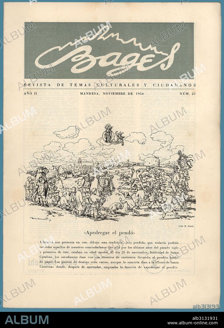 Portada de la revista comarcal Bages, editada en Manresa, noviembre de 1954.