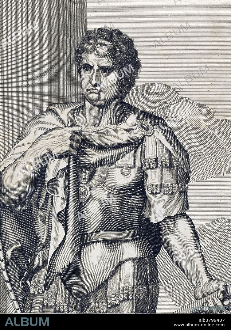 Nero (Nero Claudius Caesar Augustus Germanicus (37 - 68 AD) was Roman Emperor from 54 to 68, and the last in the Julio-Claudian dynasty. During his reign, Nero focused much of his attention on diplomacy, trade, and enhancing the cultural life of the Empire. He ordered theaters built and promoted athletic games. Nero's rule is often associated with tyranny, extravagance and executions (including his mother and stepbrother). In 64, most of Rome was destroyed in the Great Fire of Rome. For six days and seven nights the citizens of ancient Rome watched helplessly as their city burned. After it was over, 70 percent of the city had been destroyed. Many Romans believed Nero himself had started in order to clear land for his planned palatial complex, the Domus Aurea. In 68, the rebellion of Vindex in Gaul and later the acclamation of Galba in Hispania drove Nero from the throne. Facing assassination, he committed suicide.