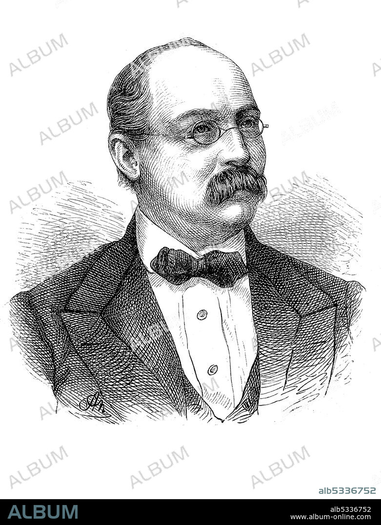 Johann Lutz, from 1866 Ritter von Lutz, from 1883 Freiherr von Lutz, December 4, 1826 - September 3, 1890, was a Bavarian politician  /  Johann Lutz, ab 1866 Ritter von Lutz, seit 1883 Freiherr von Lutz, 4. Dezember 1826 - 3. September 1890, war ein bayerischer Politiker, historical, digital improved reproduction of an original from the 19th century / digitale Reproduktion einer Originalvorlage aus dem 19. Jahrhundert,.