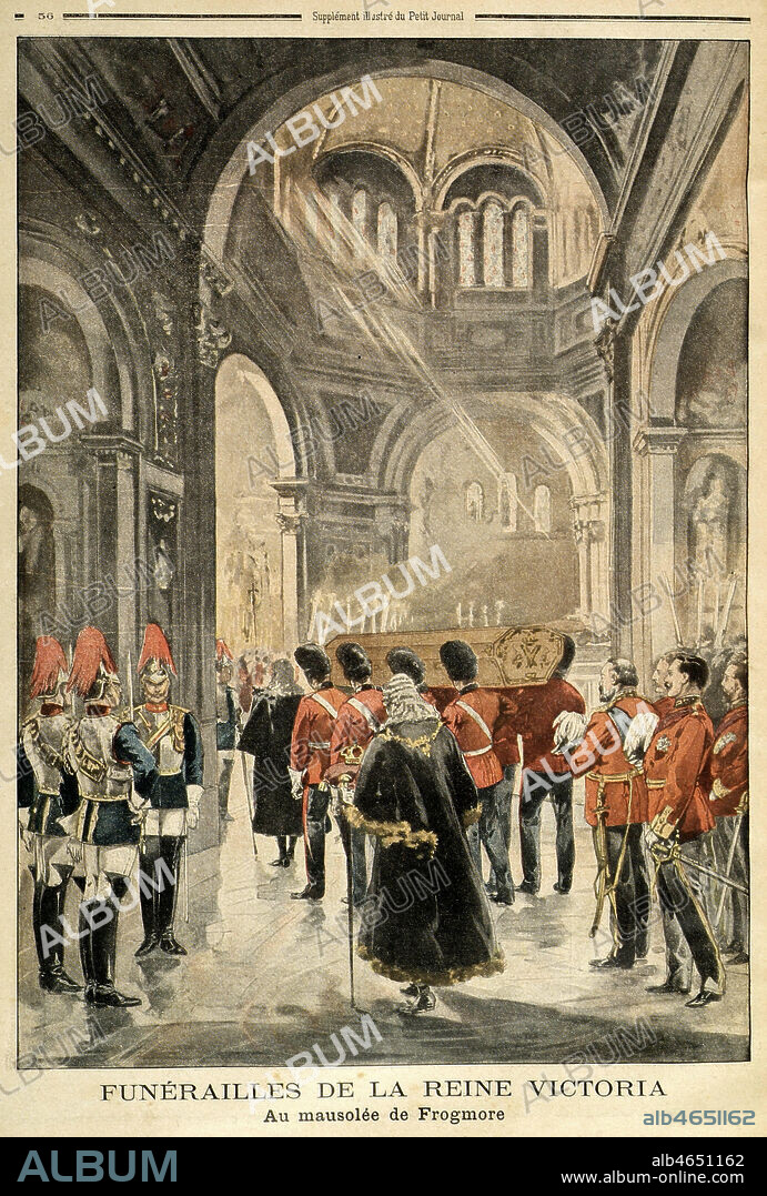 'Funerailles de la Reine VICTORIA (1819-1901) au mausolee de Fogmore'. Gravure tiree du Petit Journal du 17 fevrier 1901. Credit : Collection KHARBINE-TAPABOR.