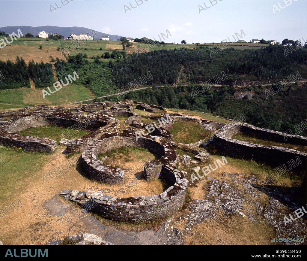 Partial view of the ruins of a Celtic Castro in Coaña (Asturias).