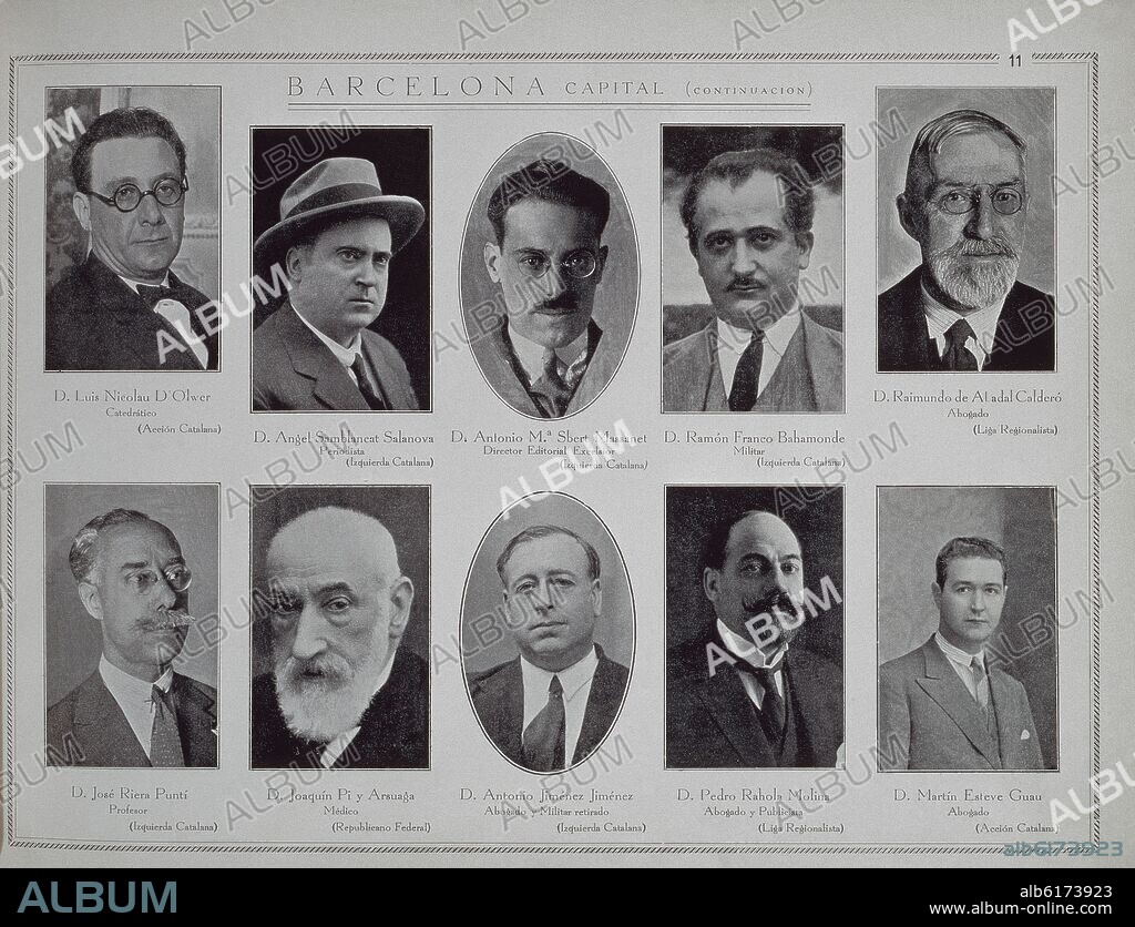 D'OLWER- J RIERA-PI Y ARSUAGA-A SAMBLANCAT-A SBERT-A JIMENEZ- P RAHOLA-R FRANCO-M ESTEVE-R ALADAL.