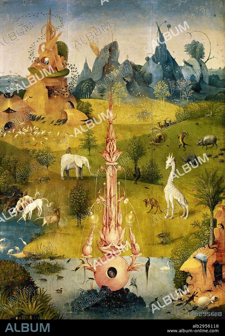 Hieronymus Bosch (c.1450-1516). Dutch painter. The Garden of Earthly Delights, 1500-1505, Triptych. Detail of a left panel. Prado Museum. Madrid. Spain.