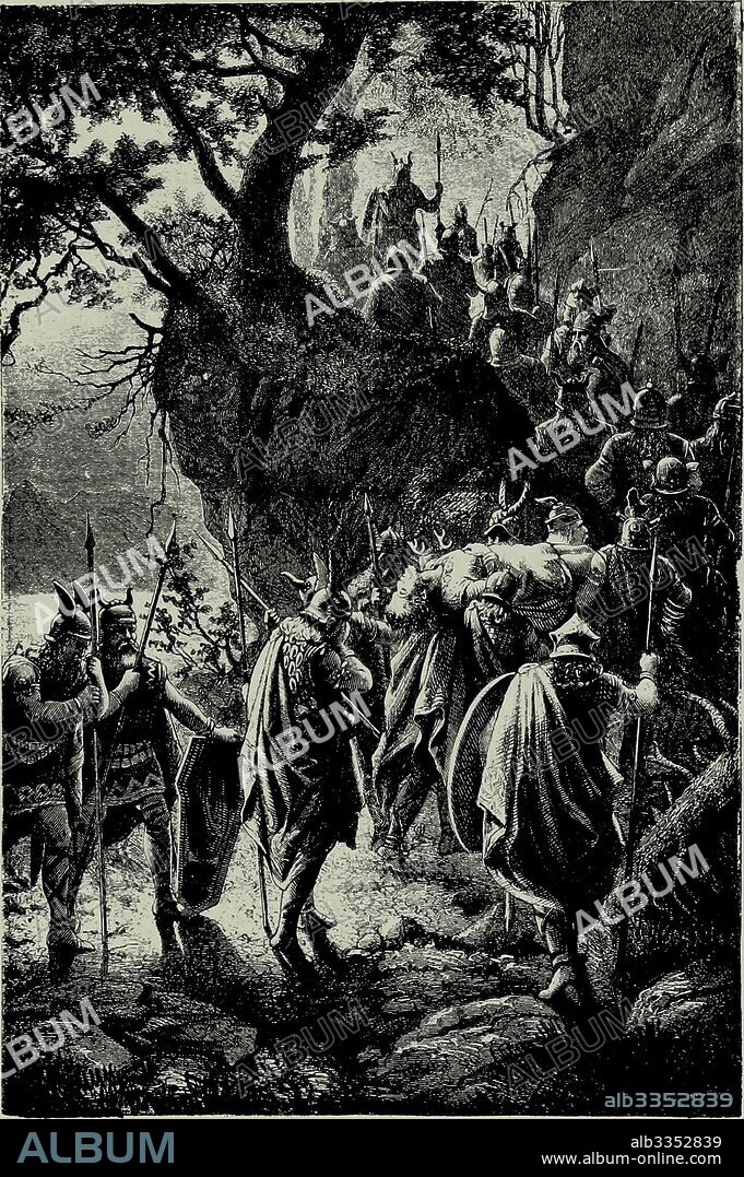 KNUT EKVALL. The Twilight of the Gods at the Bayreuth Festival in 1876. Third act. Funeral procession of Siegfried.