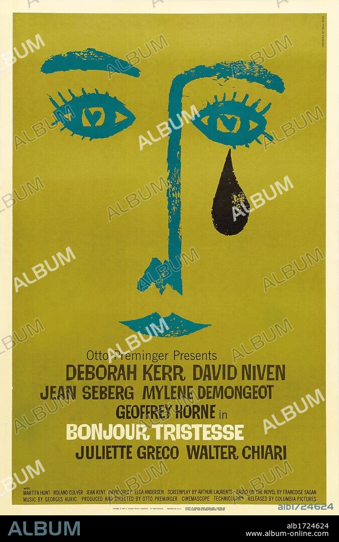 Poster de BUENOS DÍAS, TRISTEZA, 1958 (BONJOUR TRISTESSE), dirigida por OTTO PREMINGER. Copyright COLUMBIA PICTURES.