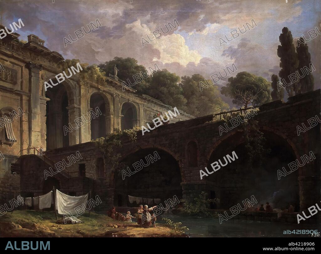 HUBERT ROBERT. 'Villa Madama near Rome'. France, 1767. Dimensions: 53x70 cm.