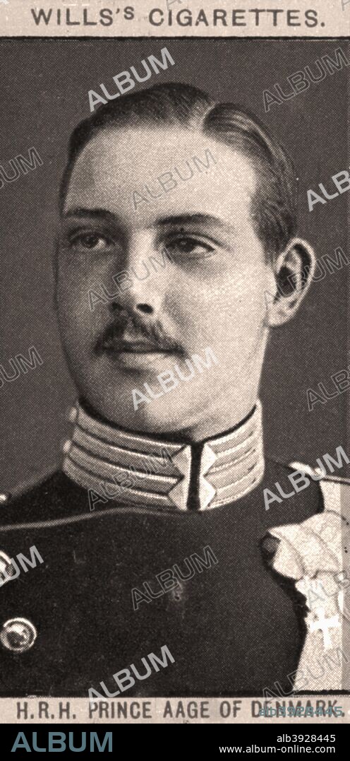 H.R.H Prince Aage of Denmark, 1908. Portraits of European Royalty, Wills's Cigarette Cards, Bristol & London.