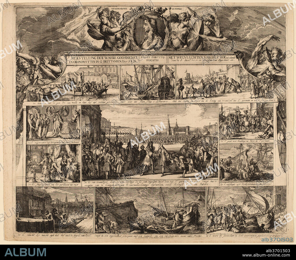 ROMEYN DE HOOGHE. No Monarchy, No Popery. Dated: c. 1690. Dimensions: plate: 48 x 57.1 cm (18 7/8 x 22 1/2 in.)  sheet: 49.5 x 59.9 cm (19 1/2 x 23 9/16 in.). Medium: etching on laid paper.
