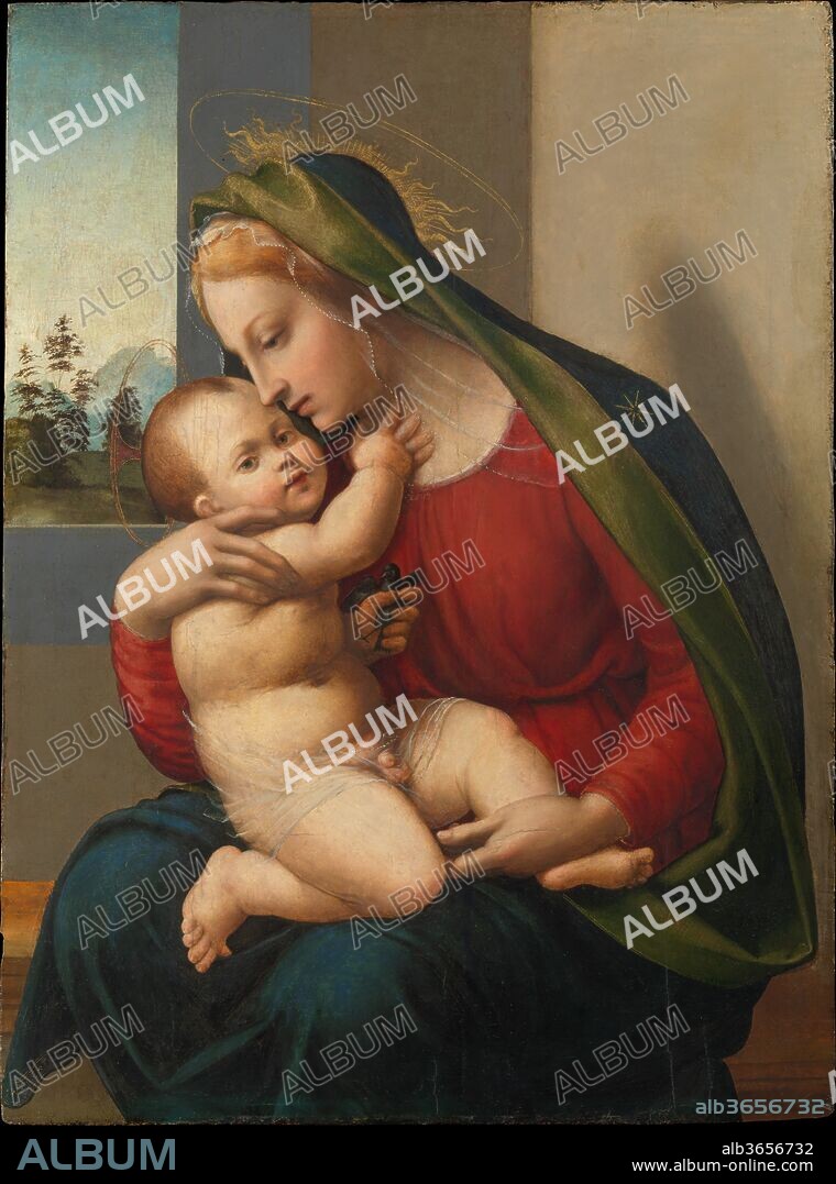 Madonna and Child. Artist: Francesco Granacci (Francesco di Andrea di Marco) (Italian, Villamagna 1469-1543 Florence). Dimensions: 34 1/8 x 25  3/8 in. (86.7 x 64.5 cm). Date: ca. 1520.
The composition of this picture seems to have been inspired from a sculpture in low relief, most likely by either Donatello or Michelangelo (Granacci had been a fellow pupil with Michelangelo in the workshop of Ghirlandaio.). However, Granacci has made the composition more pictorial by placing the figures in a light-filled room. Another version of the picture by Granacci exists and the same composition was treated by Bacchiacca (Linsky Collection, the Metropolitan Museum). The present picture dates about 1520.