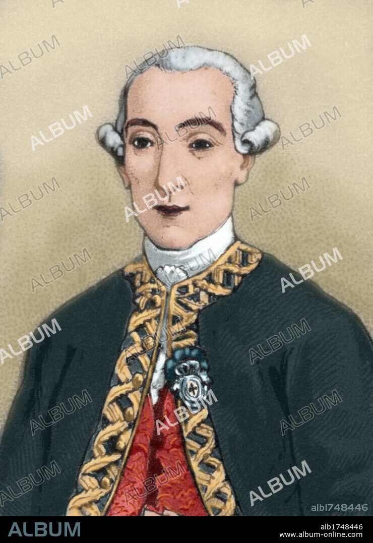 Martin de Mayorga (1721-1783). Spanish military officer, governor of the Captaincy General of Guatemala (1773-1779) and interim viceroy of New Spain (1779-1783). Colored engraving.