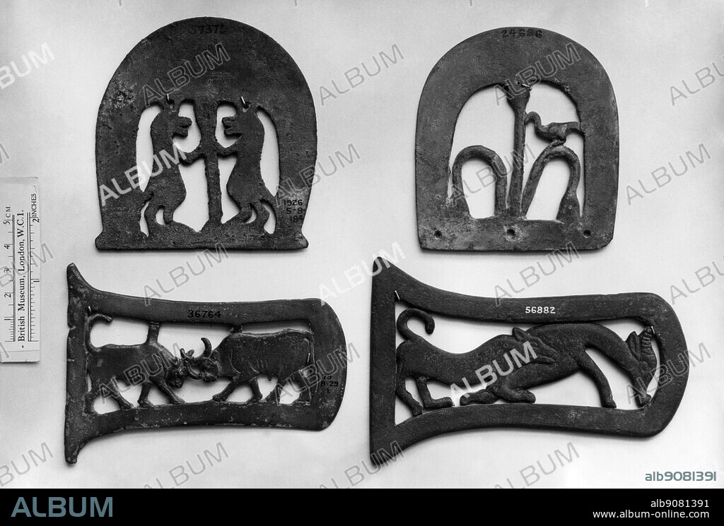 Battle Axe heads from the XVIII dynasty in Ancient Egypt 16th century BC New Kingdom. ©TopFoto.