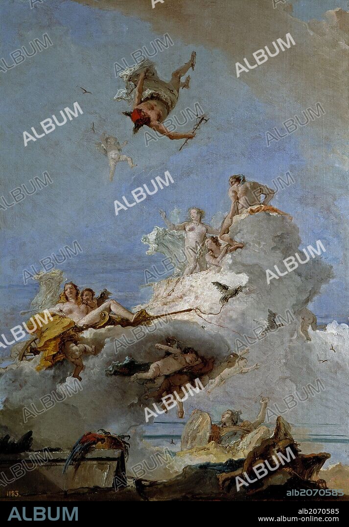 Giambattista Tiepolo / 'El Olimpo, o Triunfo de Venus', 1761-1764, Escuela Italiana, Óleo sobre Lienzo, 87 cm x 61,5 cm, P00365.